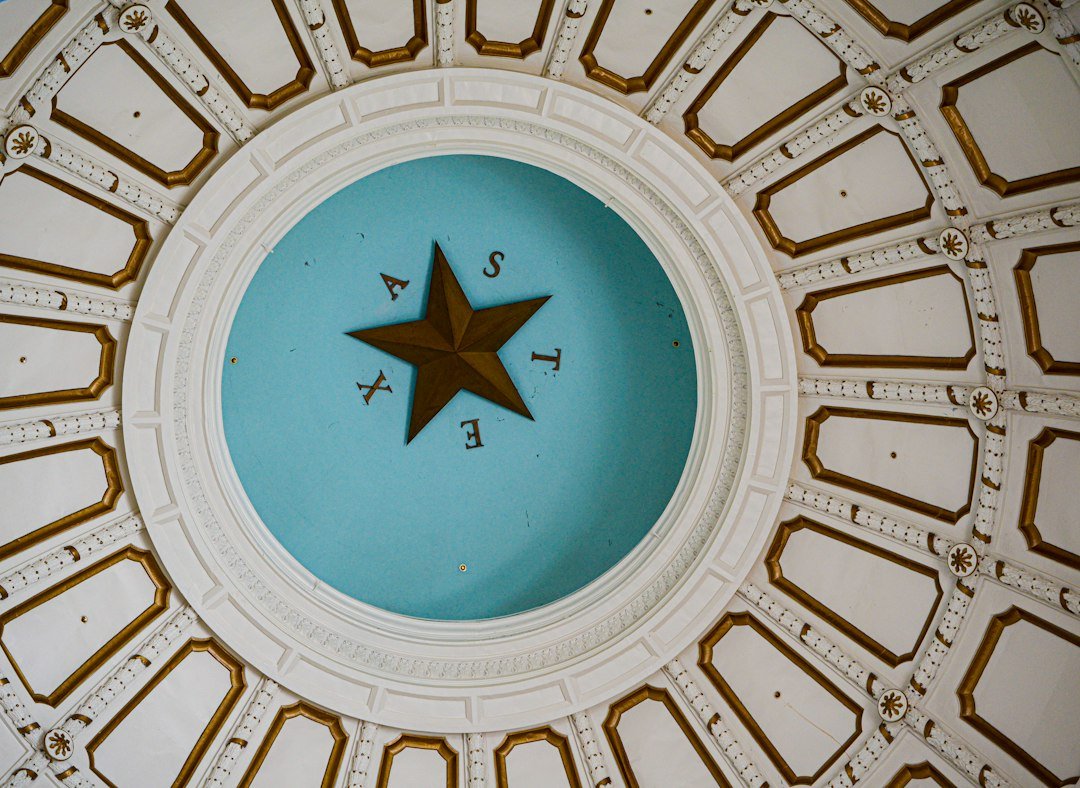 Looking up into the rotunda dome of the Texas State Capitol in Austin